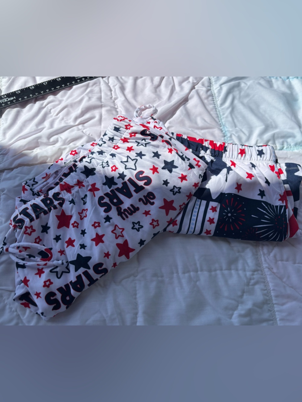 Two Women’s Red, White & Blue Star Print Pajama shorts